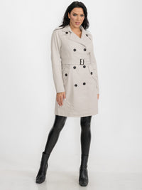 WOMEN'S LONG SLEEVE BUTTON CLOSURE PU PLEATHER COAT