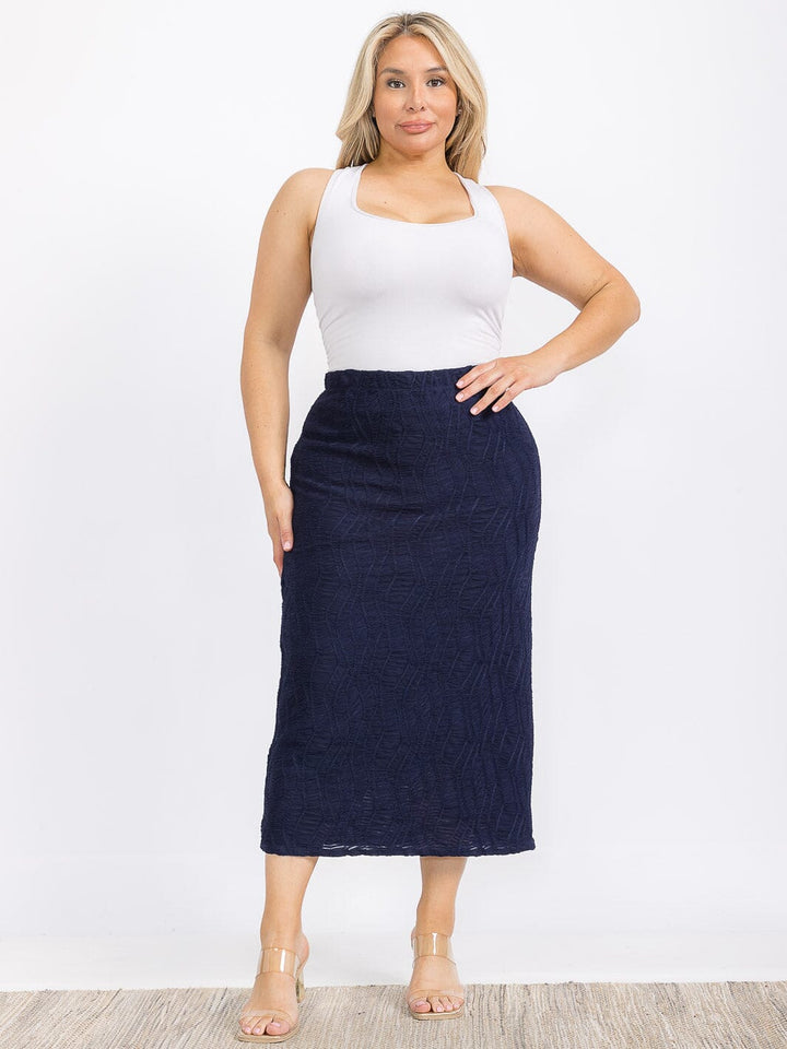 PLUS SIZE ELASTIC WAIST RUCHED DETAILED MAXI SKIRT