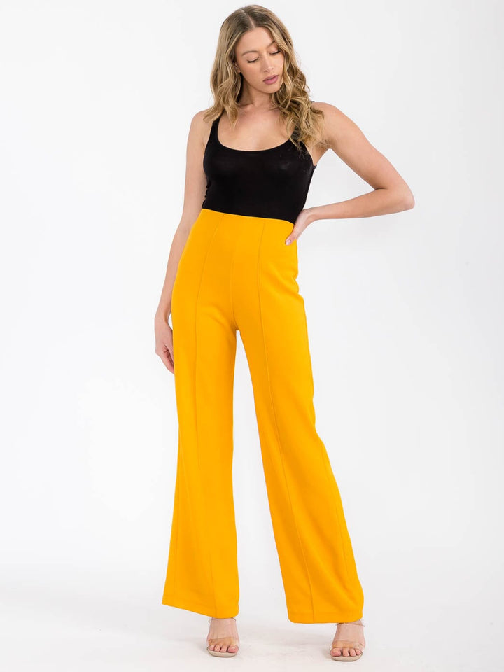 WOMEN'S ZIPPER CLOSURE WIDE LEG PANTS