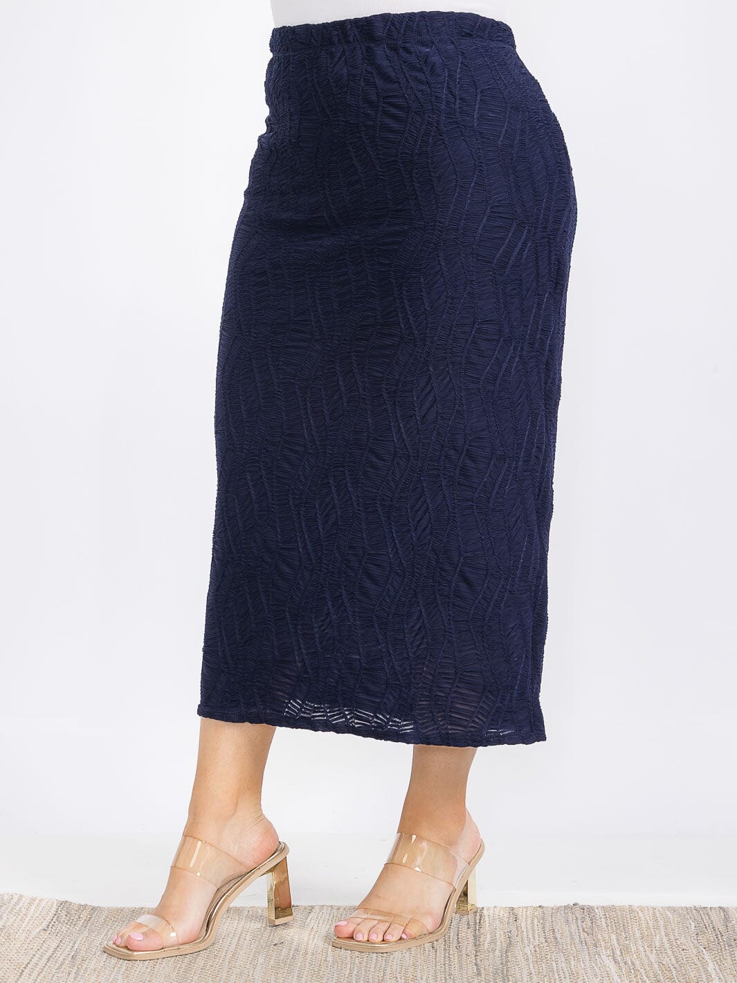 PLUS SIZE ELASTIC WAIST RUCHED DETAILED MAXI SKIRT