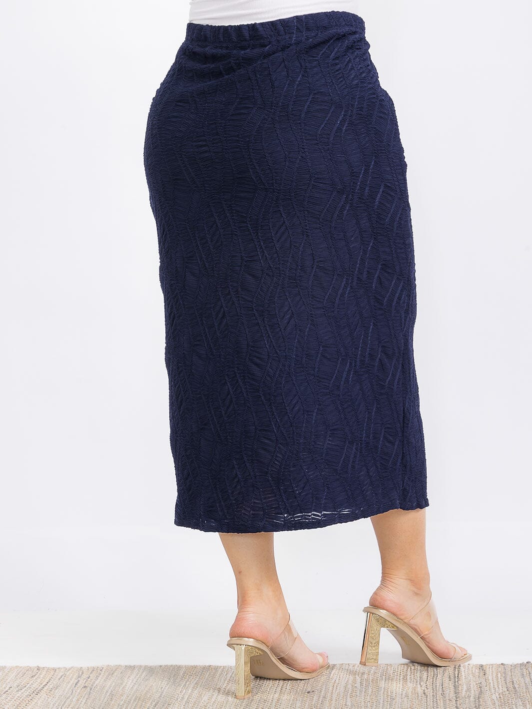 PLUS SIZE ELASTIC WAIST RUCHED DETAILED MAXI SKIRT