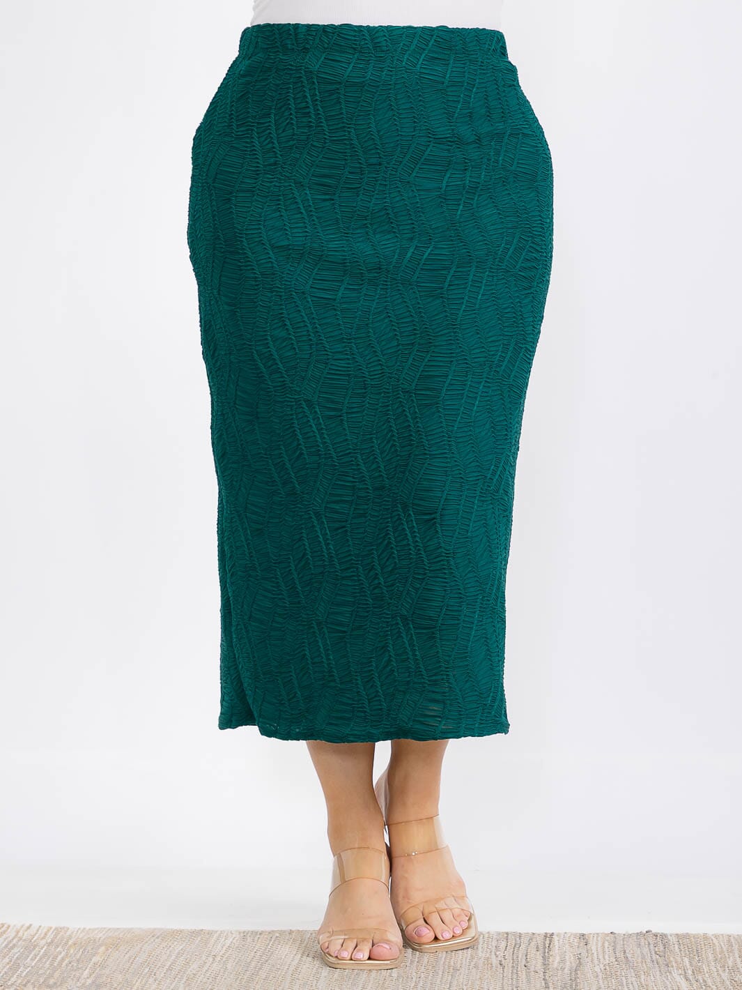 PLUS SIZE ELASTIC WAIST RUCHED DETAILED MAXI SKIRT