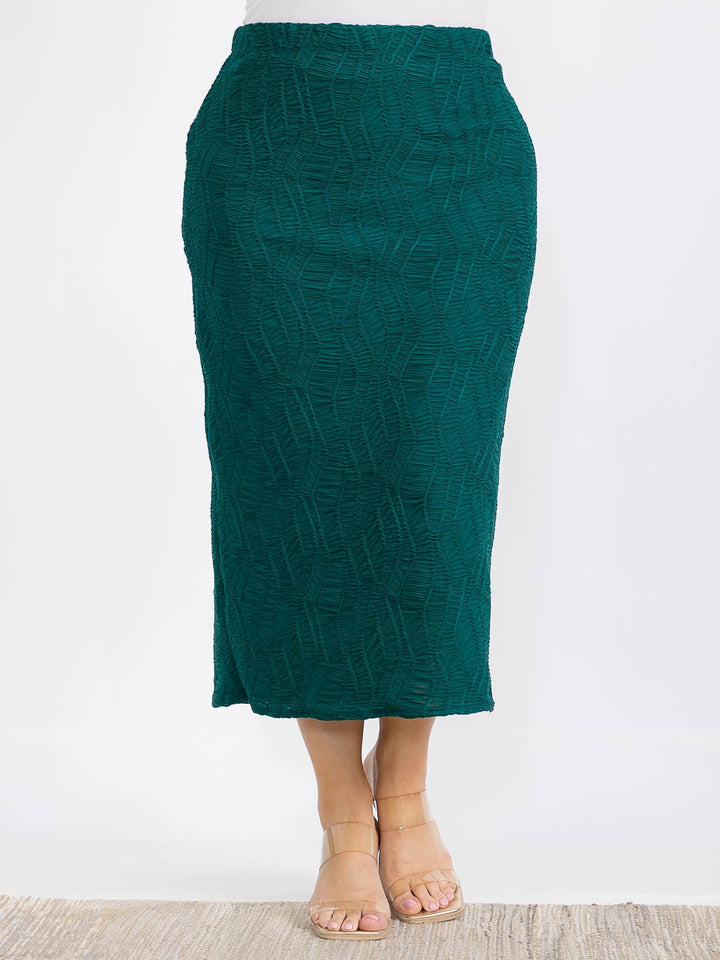 PLUS SIZE ELASTIC WAIST RUCHED DETAILED MAXI SKIRT