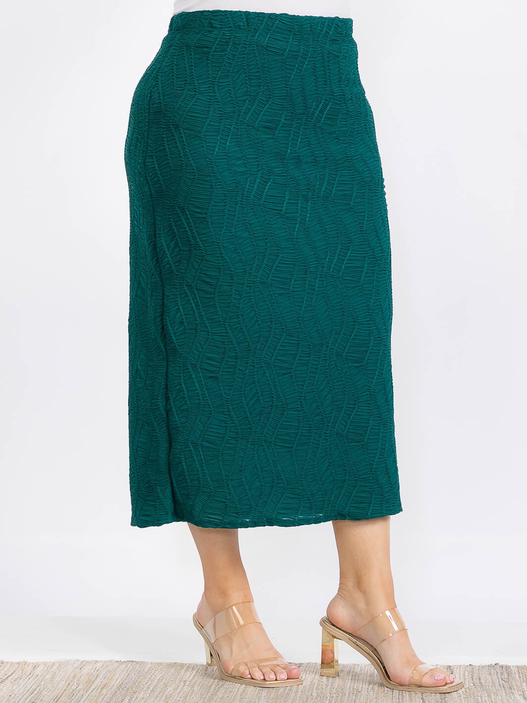 PLUS SIZE ELASTIC WAIST RUCHED DETAILED MAXI SKIRT