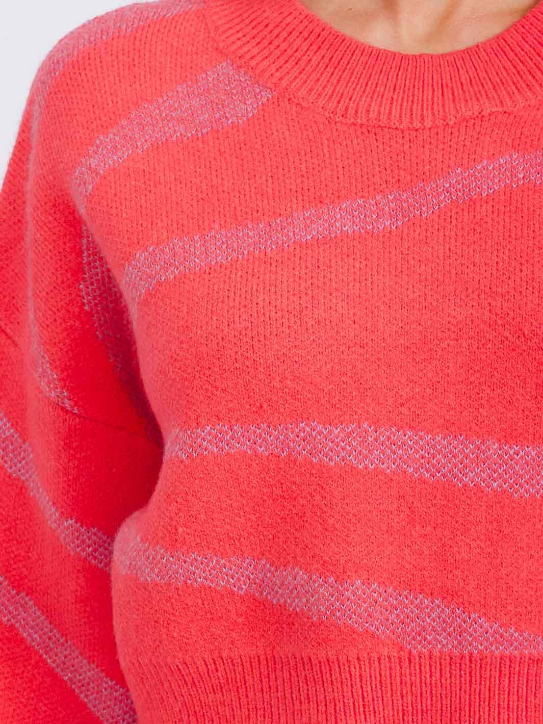 WOMEN'S LONG SLEEVE COLORBLOCK STRIPES PULLOVER SWEATER