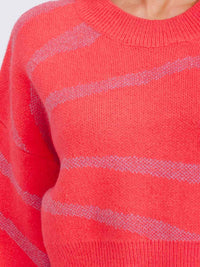 WOMEN'S LONG SLEEVE COLORBLOCK STRIPES PULLOVER SWEATER