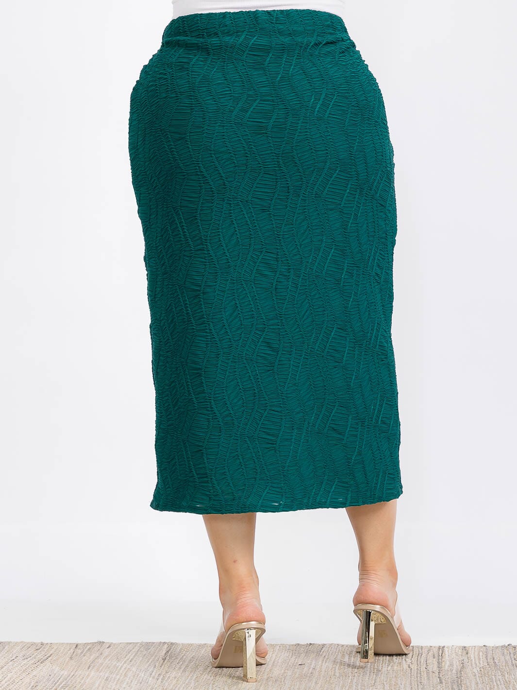 PLUS SIZE ELASTIC WAIST RUCHED DETAILED MAXI SKIRT