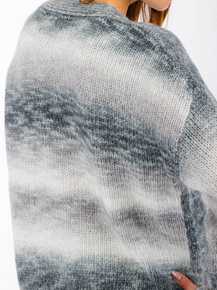 WOMEN'S LONG SLEEVE BUTTON UP COLORBLOCK SWEATER CARDIGAN