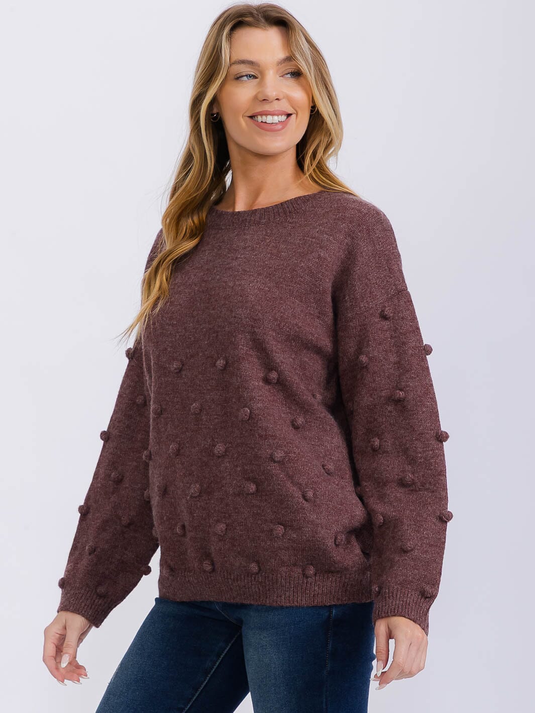 WOMEN'S LONG SLEEVE DETAILED PULLOVER SWEATER