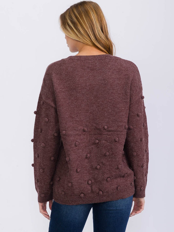 WOMEN'S LONG SLEEVE DETAILED PULLOVER SWEATER