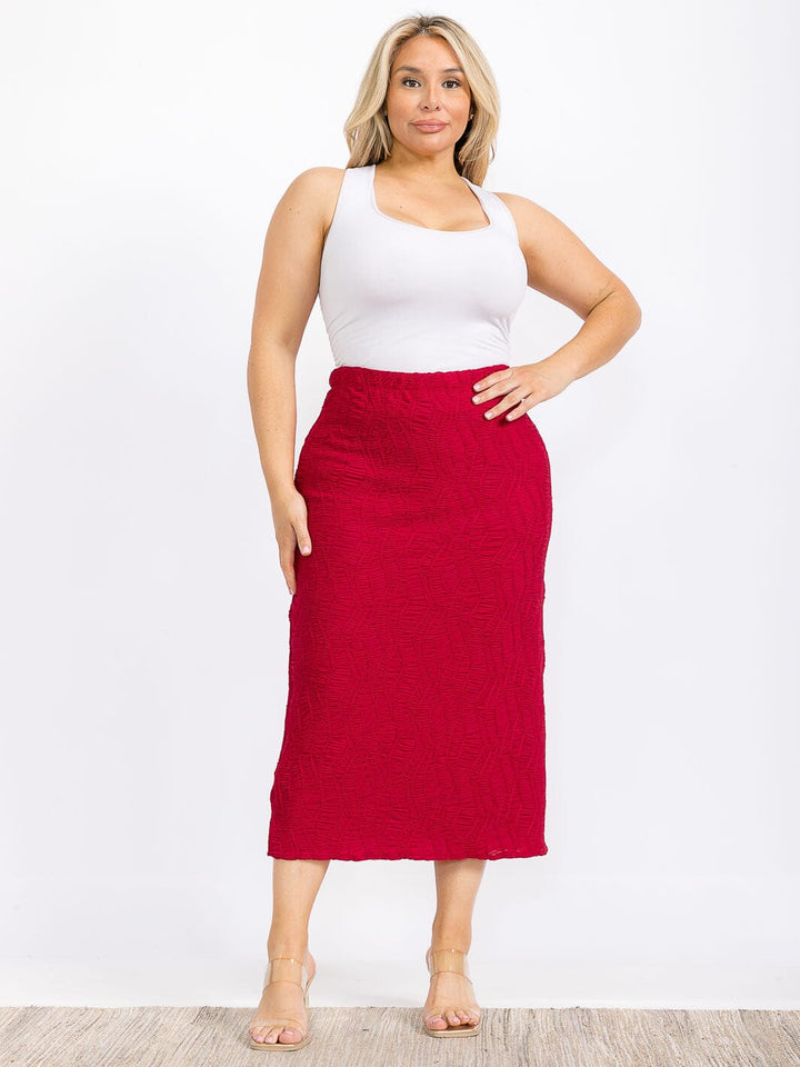 PLUS SIZE ELASTIC WAIST RUCHED DETAILED MAXI SKIRT