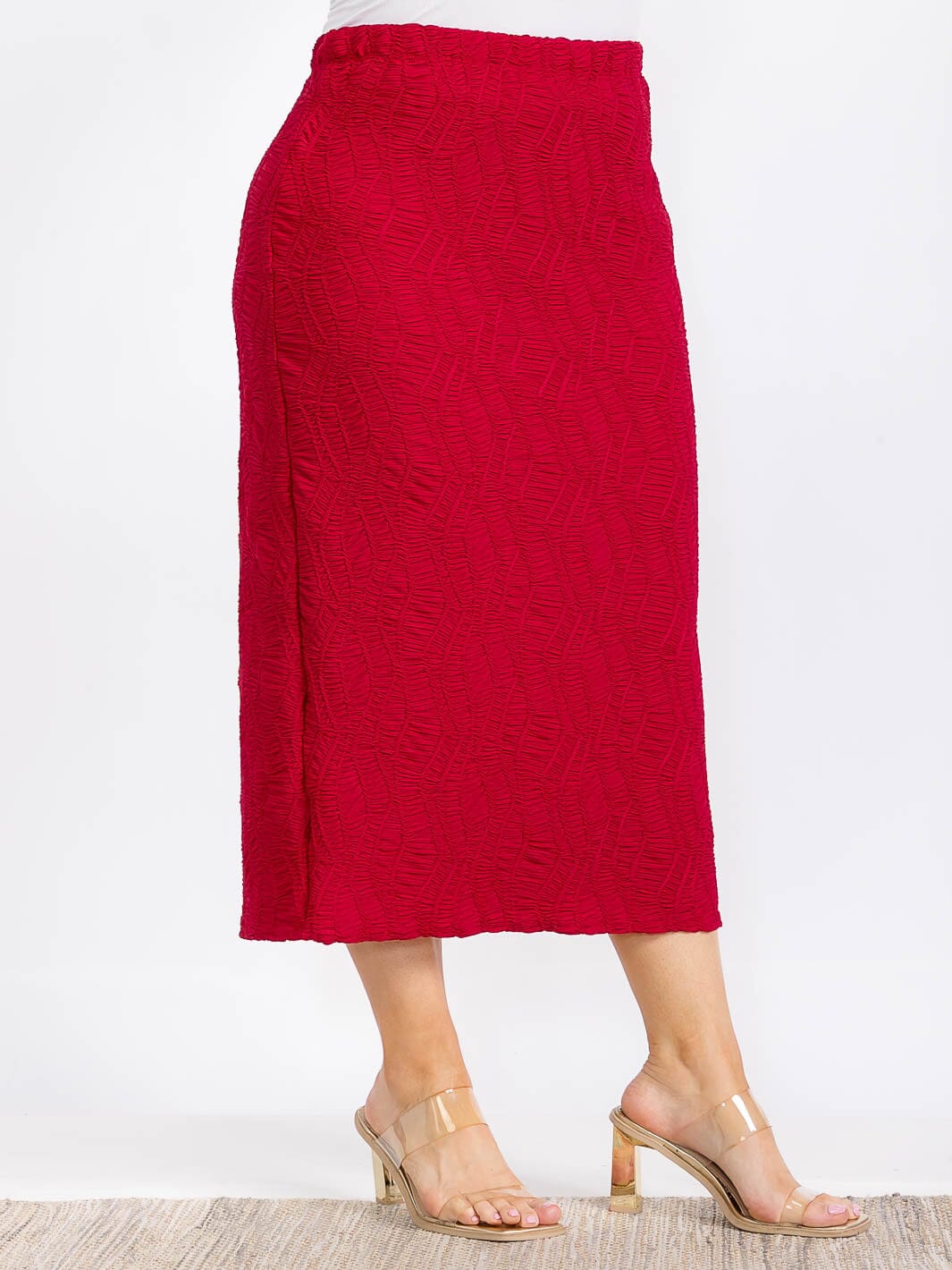 PLUS SIZE ELASTIC WAIST RUCHED DETAILED MAXI SKIRT