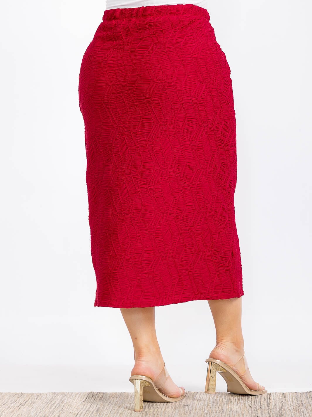 PLUS SIZE ELASTIC WAIST RUCHED DETAILED MAXI SKIRT