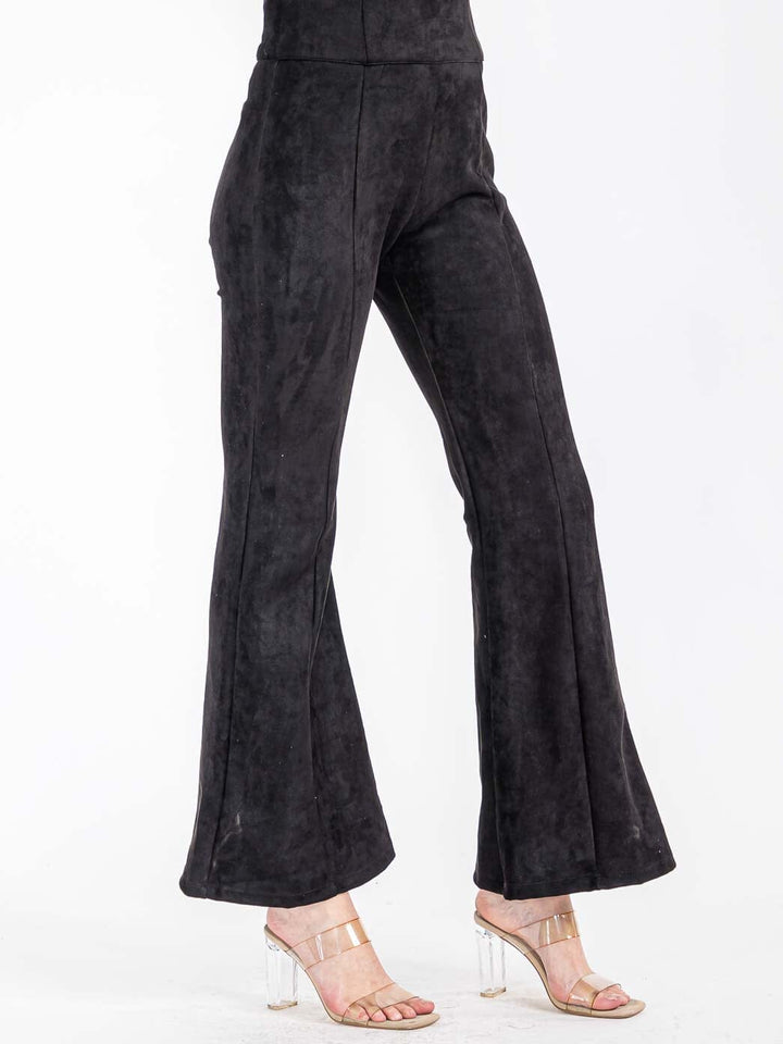 WOMEN'S ZIPPER CLOSURE VELVET BELL BOTTOMS PANTS