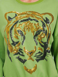 WOMEN'S LONG SLEEVE SEQUINS GRAPHIC PULLOVER SWEATER