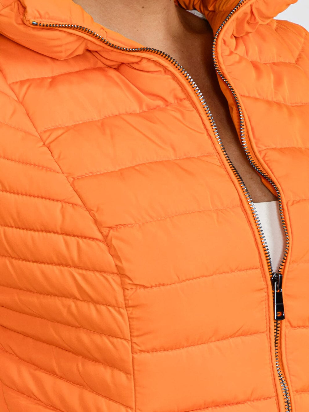 WOMEN'S LONG SLEEVE ZIPPER CLOSURE FRONT POCKETS PUFFER JACKET