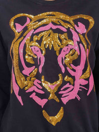 WOMEN'S LONG SLEEVE SEQUINS GRAPHIC PULLOVER SWEATER
