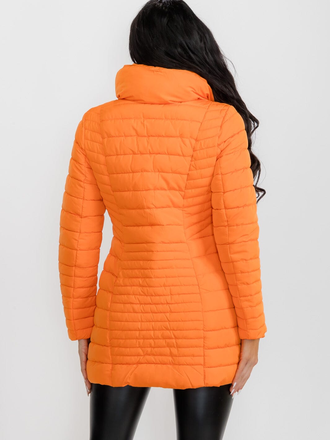 WOMEN'S LONG SLEEVE ZIPPER CLOSURE FRONT POCKETS PUFFER JACKET