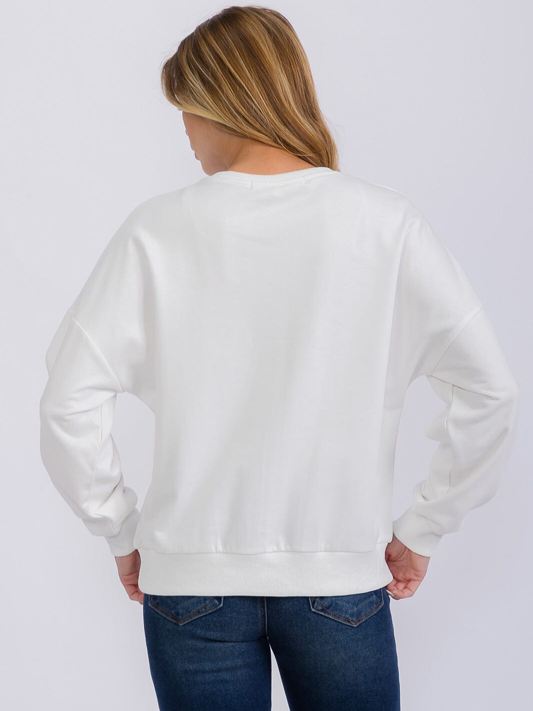 WOMEN'S LONG SLEEVE SEQUINS GRAPHIC PULLOVER SWEATER