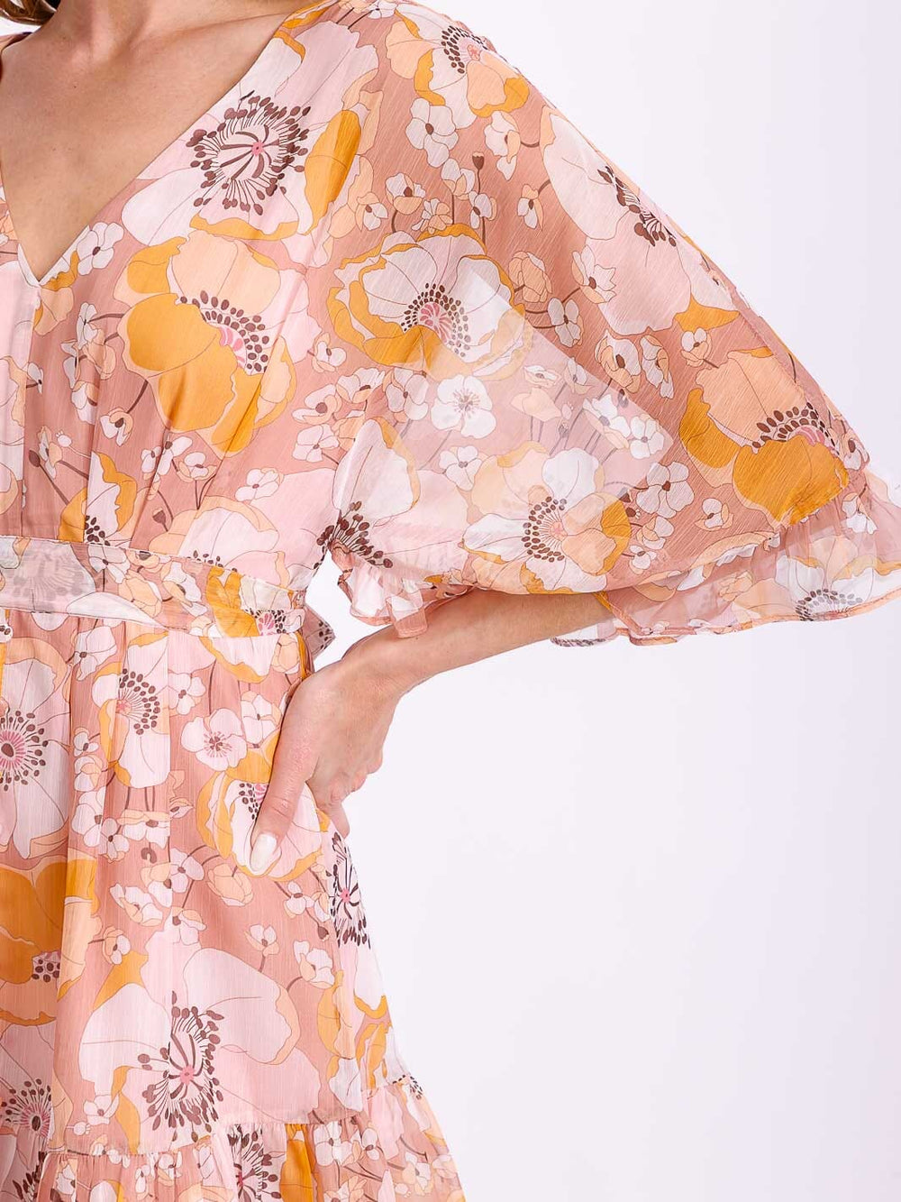 WOMEN'S SHORT SLEEVE SMOCK WAIST FLORAL MINI DRESS