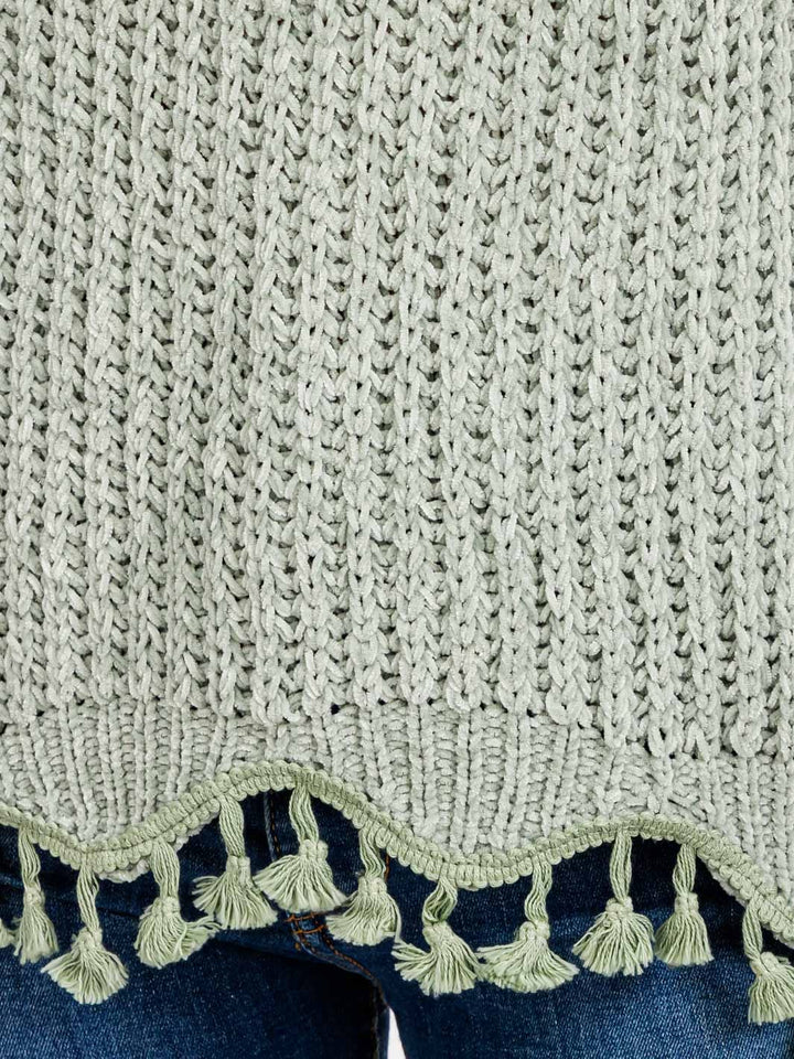 WOMEN'S LONG SLEEVE TRIM DETAILED KNIT SWEATER