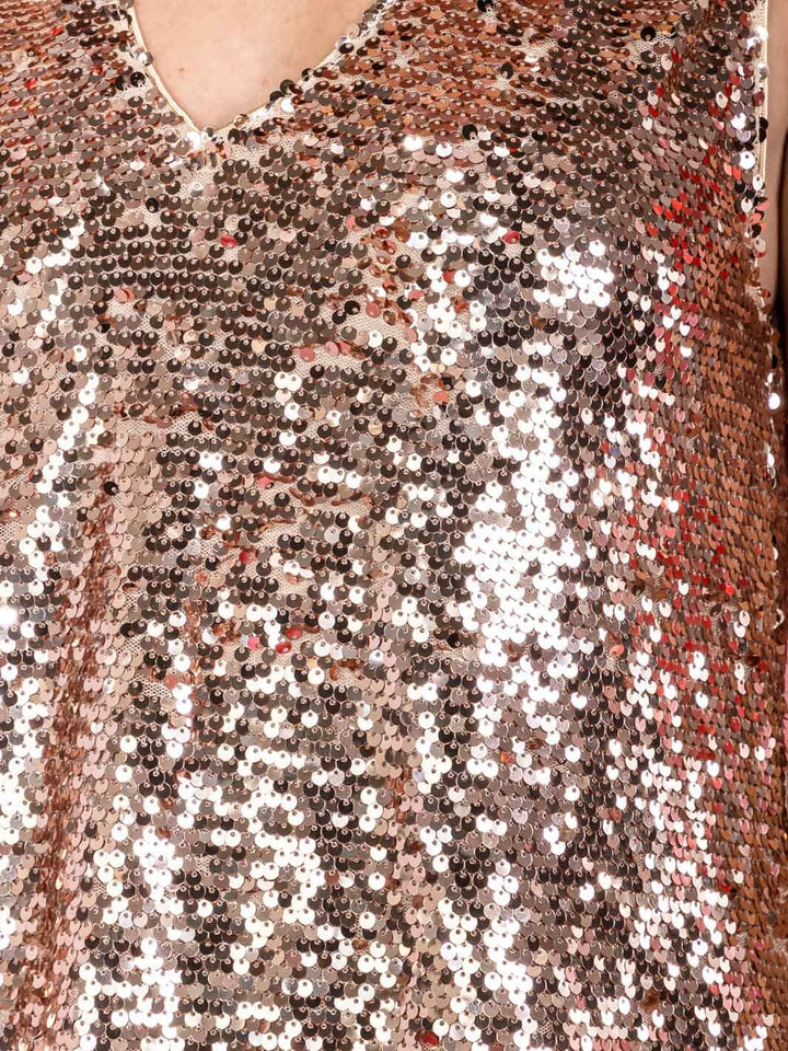 WOMEN'S SLEEVELESS V-NECK SEQUINS MINI DRESS