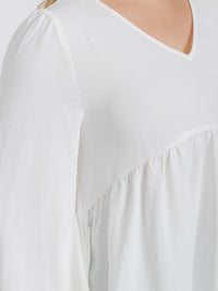 PLUS SIZE LONG SLEEVE V-NECK RUFFLE HIGH-LOW BLOUSE