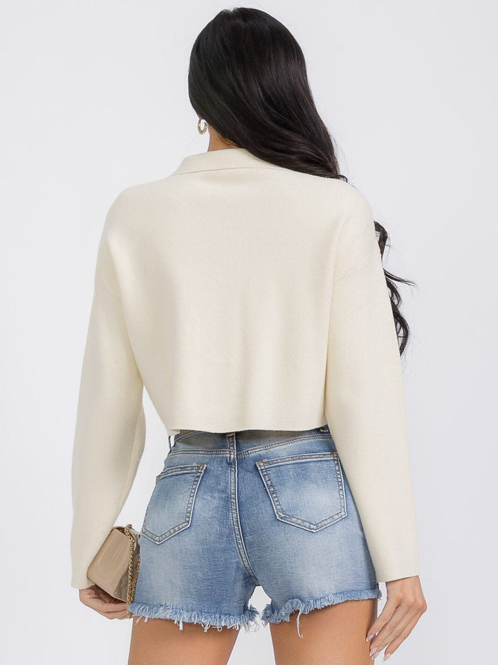 WOMEN'S LONG SLEEVE BUTTON UP FRONT POCKETS TOP