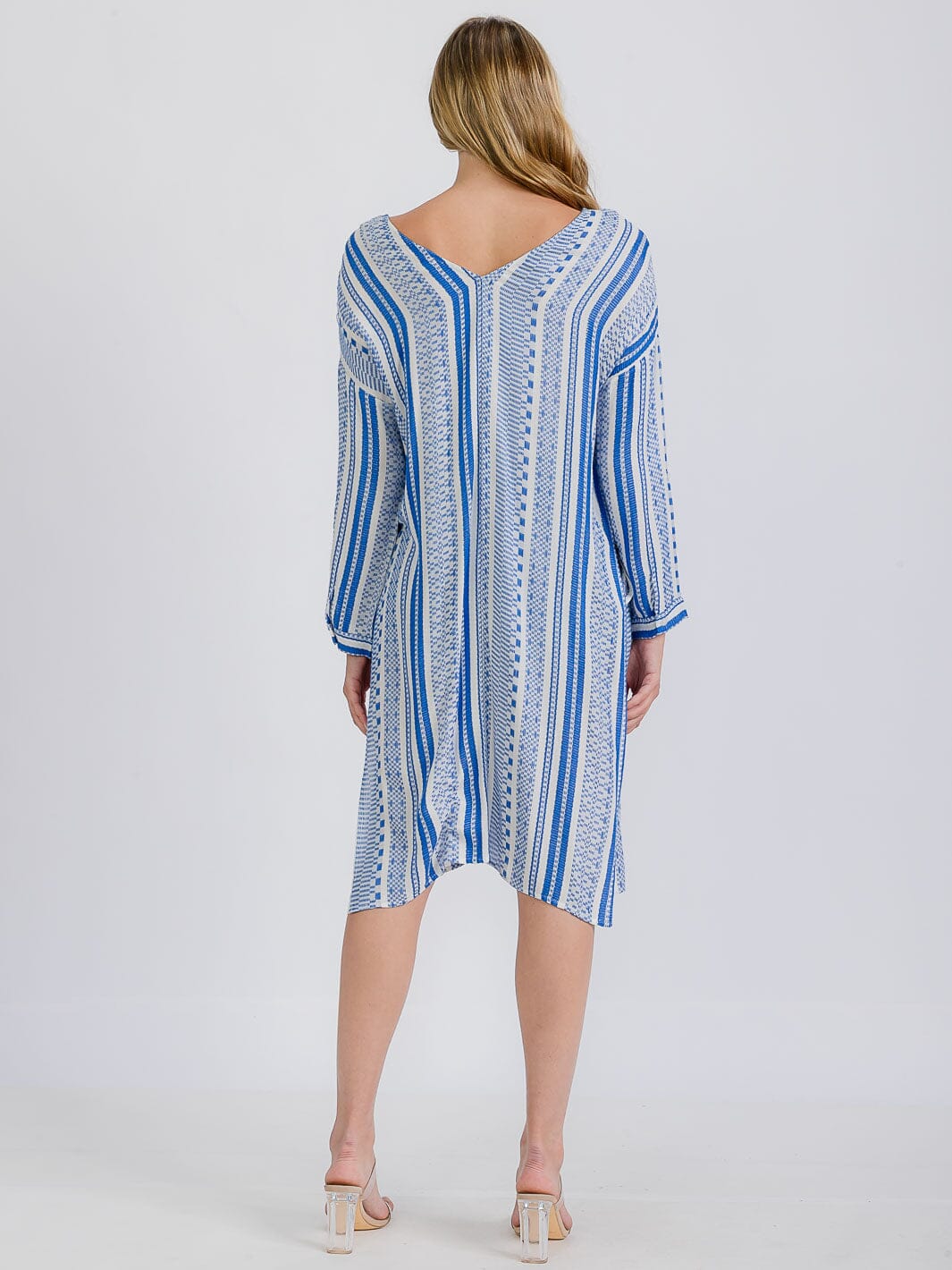 WOMEN'S LONG SLEEVE BUTTON UP COVER UP MIDI DRESS