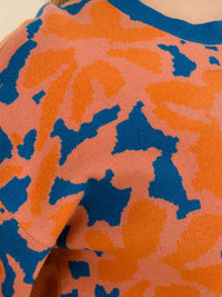 PLUS SIZE LONG SLEEVE COLORBLOCK PRINTED PULLOVER SWEATER