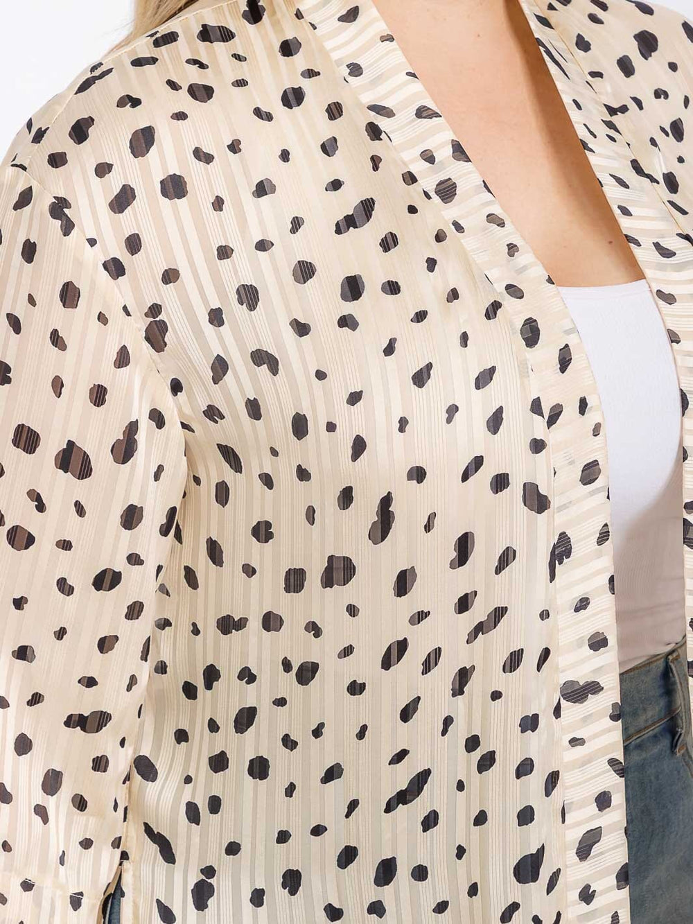 PLUS SIZE LONG SLEEVE OPEN FRONT SIDE SLIT ANIMAL PRINT CARDIGAN