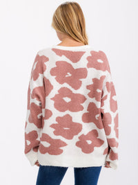 WOMEN'S LONG SLEEVE BUTTON CLOSURE FLOWER CARDIGAN SWEATER