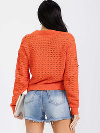 WOMEN'S LONG SLEEVE BUTTON UP KNITTED SWEATER