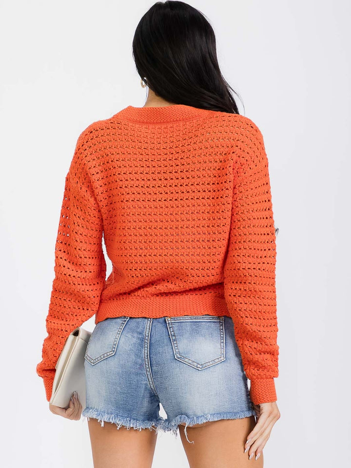 WOMEN'S LONG SLEEVE BUTTON UP KNITTED SWEATER