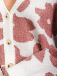 WOMEN'S LONG SLEEVE BUTTON CLOSURE FLOWER CARDIGAN SWEATER