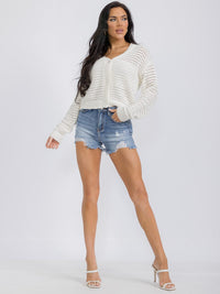 WOMEN'S LONG SLEEVE BUTTON UP KNITTED SWEATER