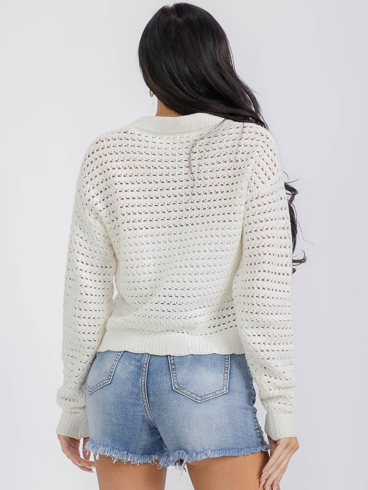 WOMEN'S LONG SLEEVE BUTTON UP KNITTED SWEATER