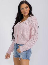 WOMEN'S LONG SLEEVE BUTTON UP KNITTED SWEATER
