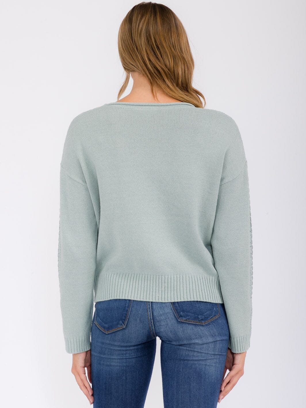 WOMEN'S LONG SLEEVE EYELET DETAILED PULLOVER SWEATER