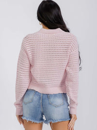 WOMEN'S LONG SLEEVE BUTTON UP KNITTED SWEATER