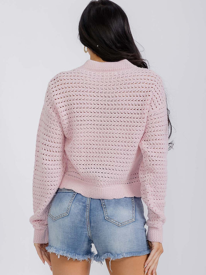 WOMEN'S LONG SLEEVE BUTTON UP KNITTED SWEATER
