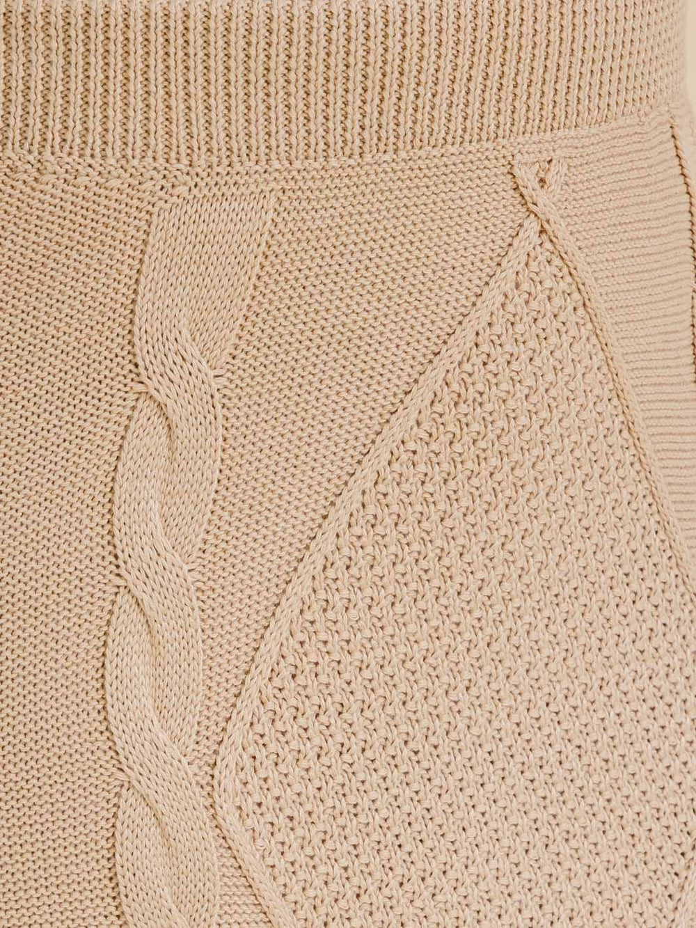 PLUS SIZE ELASTIC WAIST CABLE KNIT MIDI SKIRT