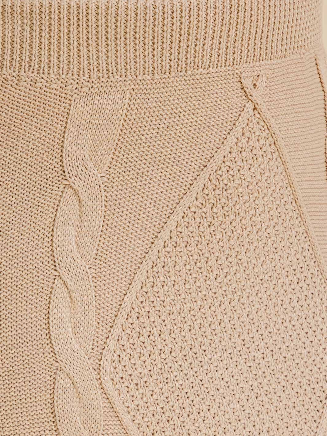 PLUS SIZE ELASTIC WAIST CABLE KNIT MIDI SKIRT