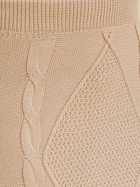 PLUS SIZE ELASTIC WAIST CABLE KNIT MIDI SKIRT