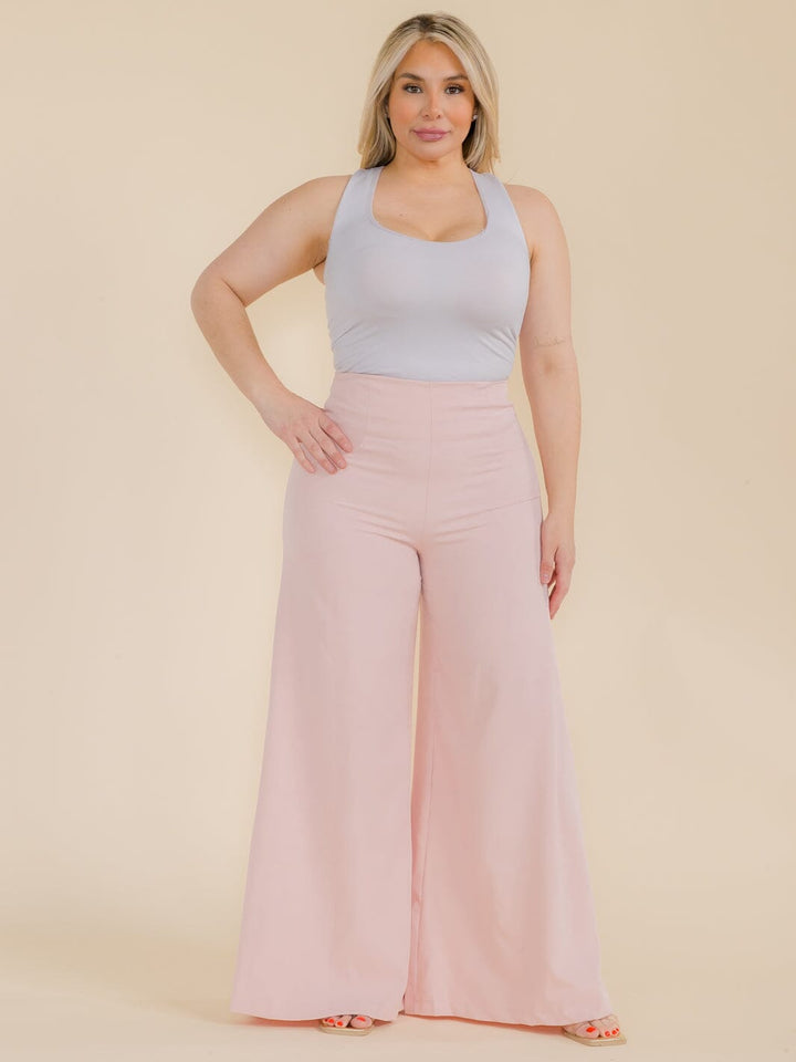 PLUS SIZE ZIPPER CLOSURE WIDE LEG PANTS