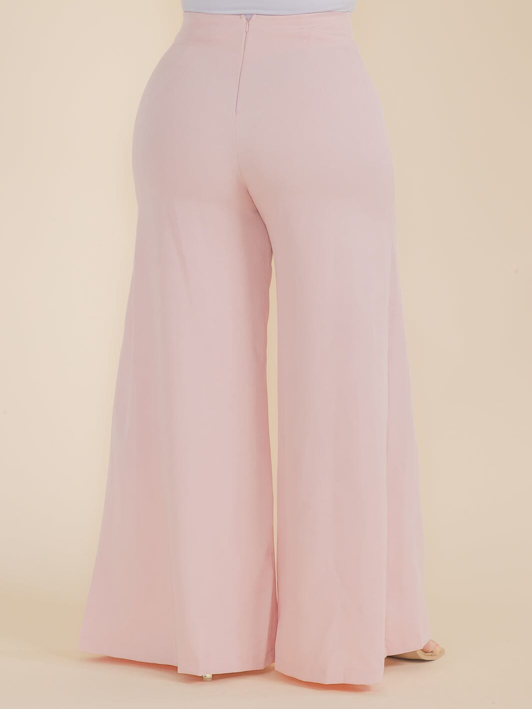PLUS SIZE ZIPPER CLOSURE WIDE LEG PANTS