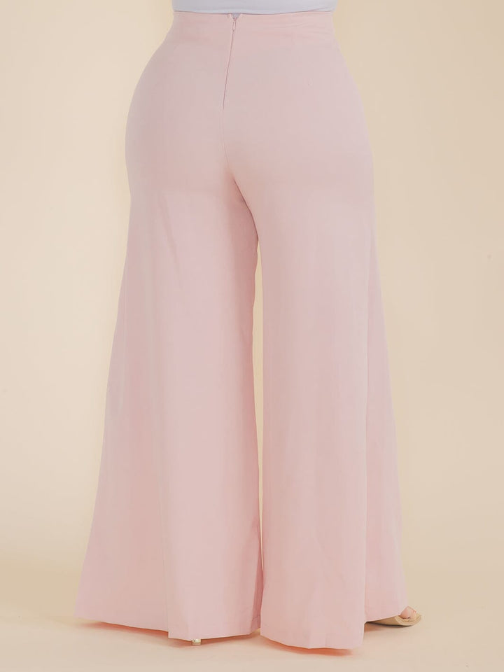 PLUS SIZE ZIPPER CLOSURE WIDE LEG PANTS