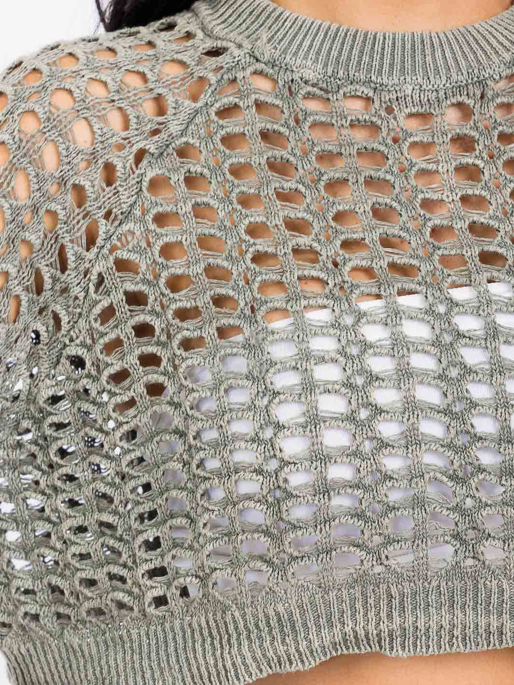 WOMEN'S LONG SLEEVE KNITTED CROP TOP