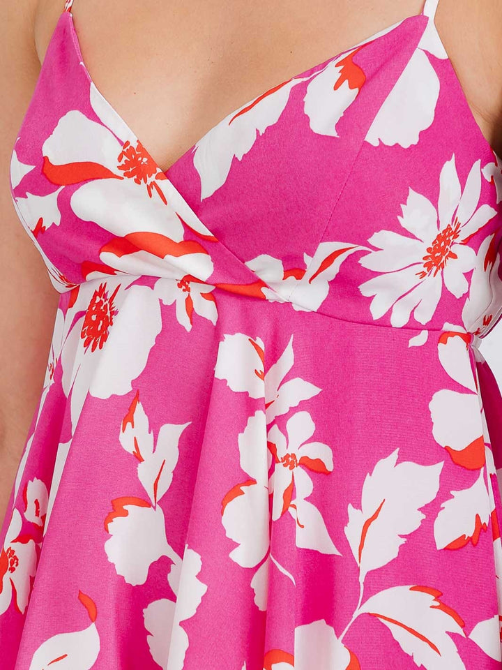 WOMEN'S SLEEVELESS FLORAL PRINT MINI DRESS