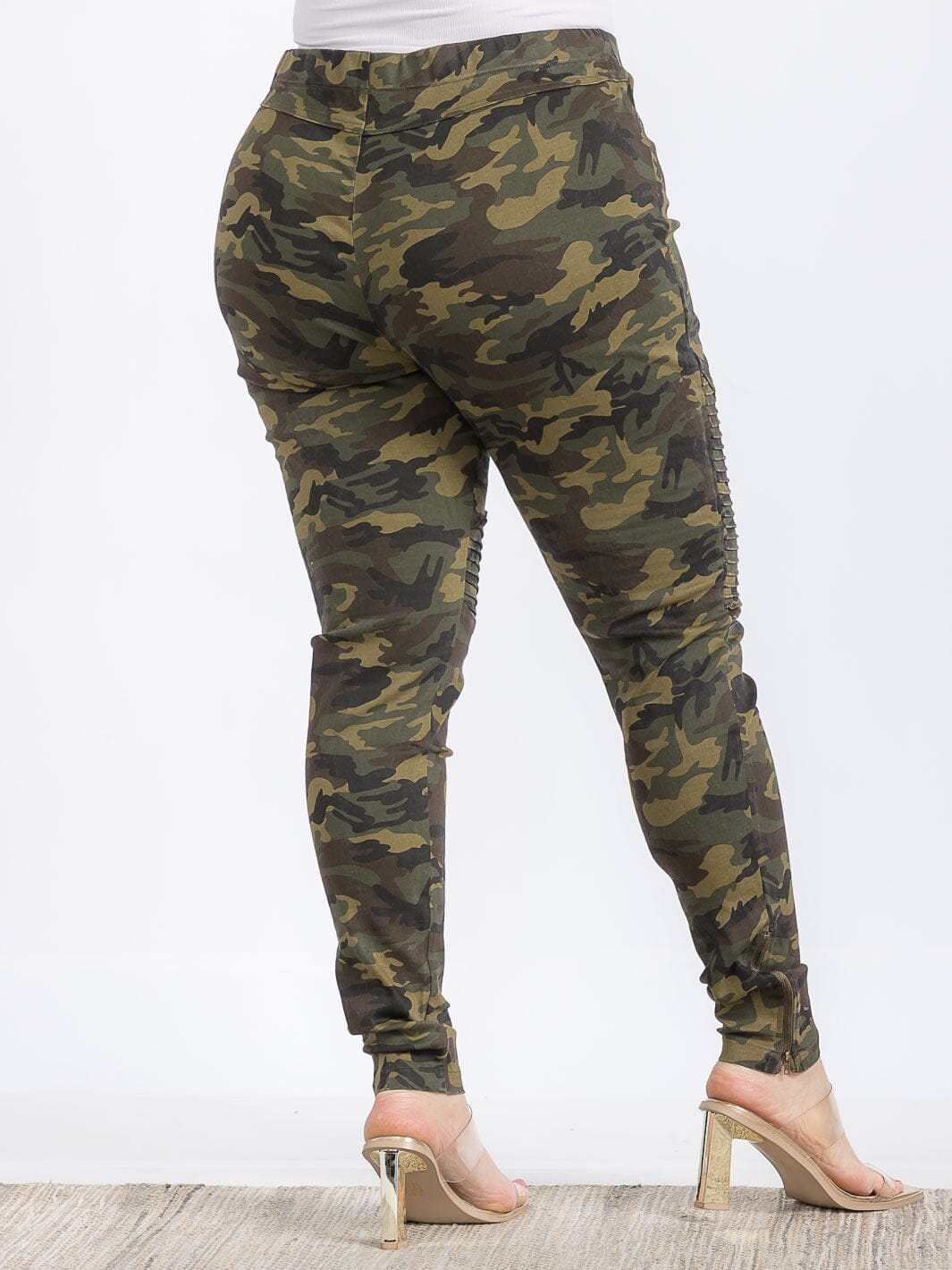 PLUS SIZE ELASTIC WAIST CAMO PRINT SKINNY PANTS